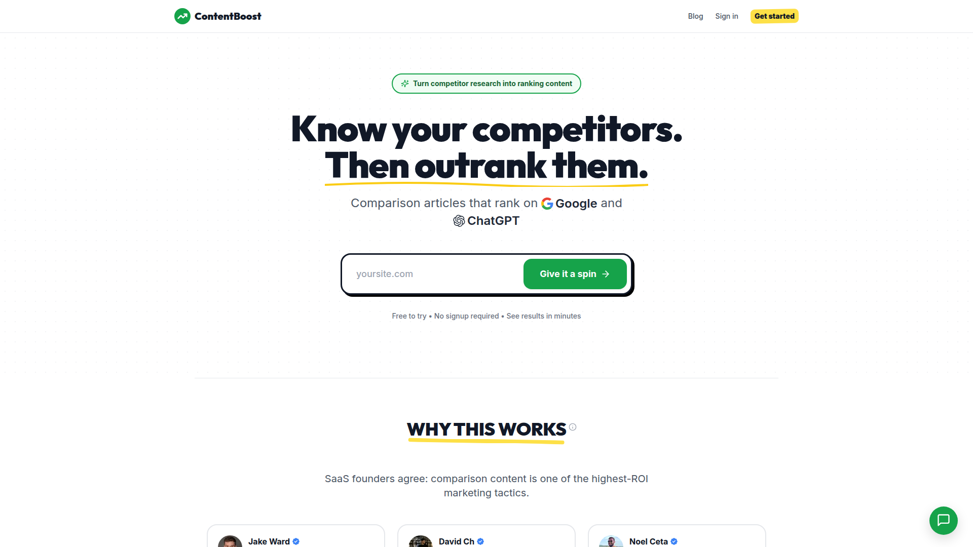 ContentBoost homepage